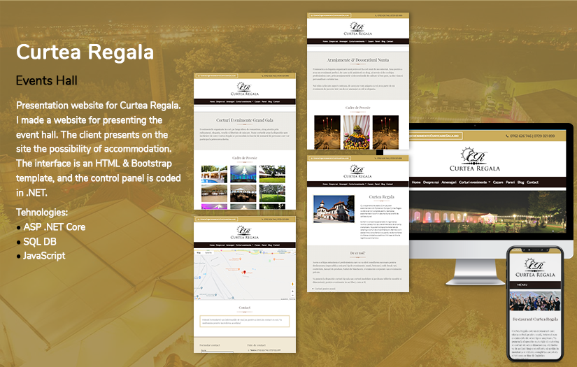Presentation website for Curtea Regala screenshot 1